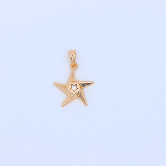 "Shiny Rose Gold Star Pendant with Tiny Crystal Accent Center, XPPT1537 - Picture 9 of 13